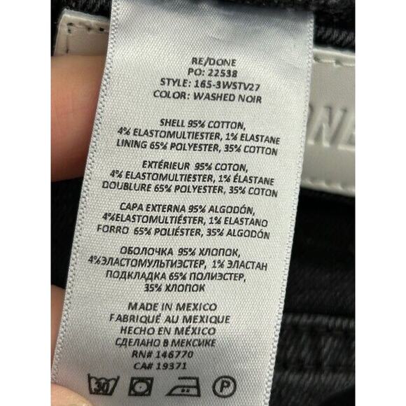 RE/DONE Womens 70s Stove Pipe Straight Leg Jeans Raw Hem Denim Black Size 29 NWT - Picture 6 of 12